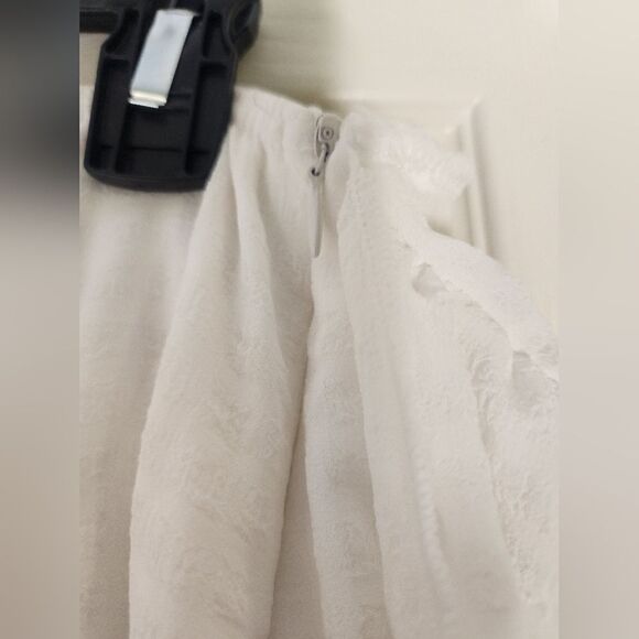 NWT PrettyLittleThings 14 WhiteTexturedLinedZipper TieWaistWrap WomenMidi Skirt - Picture 11 of 11